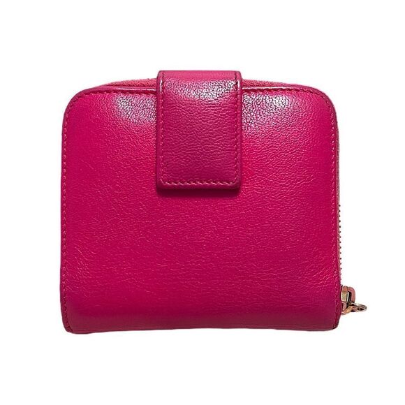 Authentic Yves Saint Laurent Calfskin Belle French Wallet In Fuchsia - Picture 2 of 15